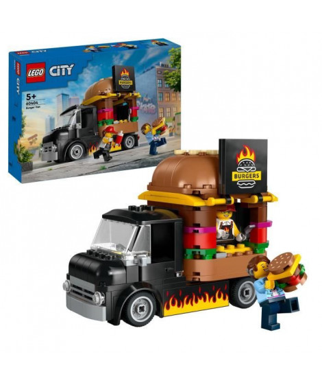 LEGO 60404 City Le Food-truck de Burgers, Jouet de Camionnette, Jeu Imaginatif avec Camionnette et Minifigurines