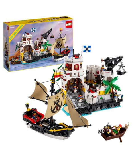 LEGO 10320 Icons La Forteresse de l'Eldorado, Kit de Maquette pour Adultes avec Bateau Pirate et 8 Minifigurines