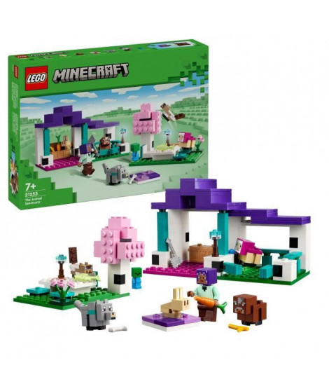 LEGO 21253 Minecraft Le Sanctuaire Animalier, Jouet de Biome Plaine, Minifigurines de Personnages et Figurines d'Animaux