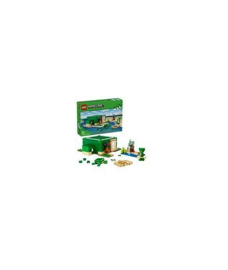 LEGO 21254 Minecraft La Maison de la Plage de la Tortue, Jouet avec Accessoires, Minifigurines des Personnages du Jeu Vidéo