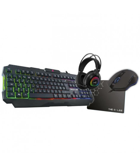 Combo Gaming 4 en 1 - Clavier rétroéclairé / Souris rétroéclairée/ Casque + Tapis de souris -  THE G-LAB - COMBO-ACTINIUM/FR