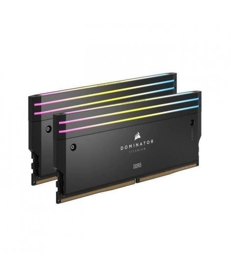 Mémoire RAM - CORSAIR - Dominator Titanium RGB DDR5 - 48GB 2x24GB DIMM - 7200MT/s - Intel XMP 3.0  - 1.40V - Noir (CMP48GX5M2…