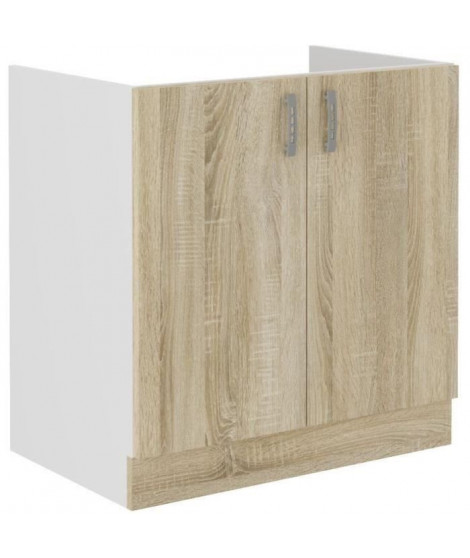 Meuble bas evier SARA - Décor chene sonoma - L80 x P48 x H 82 cm