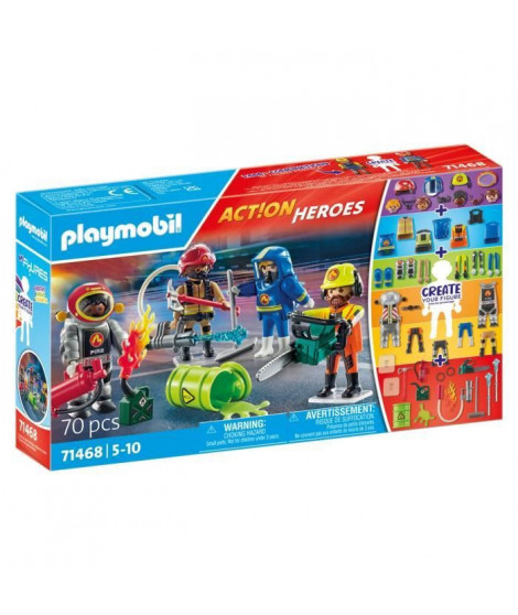 PLAYMOBIL 71468 My figures : métiers a risque - avec quatres personnages du domaine des pompiers - Les pompiers - Des 5 ans