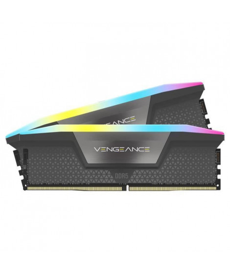 Mémoire RAM - CORSAIR - Vengeance RGB DDR5 RAM 64Go (2x32Go) 6000MHz CL30 AMD Expo Compatible iCUE - Gris (CMH64GX5M2B6000Z30)