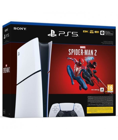 Pack Console PlayStation 5 Slim - Édition Digitale + Marvel's Spider-Man 2 (code dans la boîte)