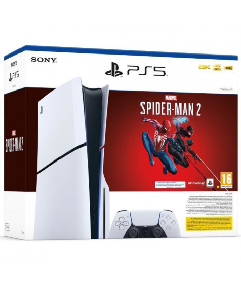 Pack Console PlayStation 5 Slim - Édition Standard + Marvel's Spider-Man 2 (code dans la boîte)