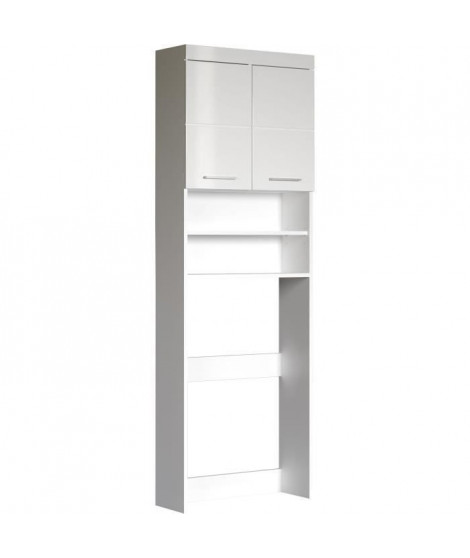 Meuble machine a laver AMANDA - 2 portes - L63 x P24 x H187 cm - Blanc - TRENDTEAM