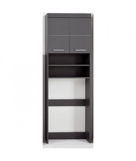 Meuble machine a laver AMANDA - 2 portes - L63 x P24 x H187 cm - Gris - TRENDTEAM