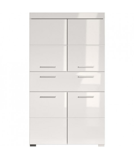 Colonne double AMANDA - 4 portes + 1 tiroir - L73 x P31 x H130 cm - Blanc - TRENDTEAM