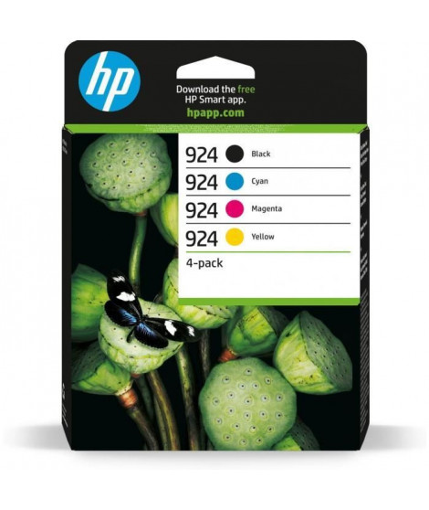 HP 924 Cartouche Encre Authentique Pack de 4 cyan, magenta, jaune, noir