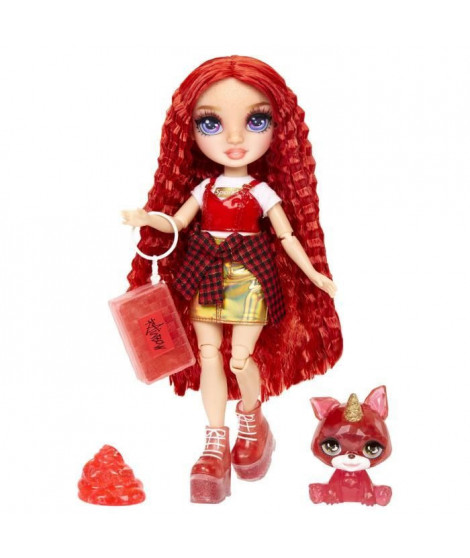 Rainbow High Poupée Mannequin avec Kit de Slime et Animal de Compagnie - Ruby (Rouge) - Poupée Pailletée 28 cm avec Kit de Sl…