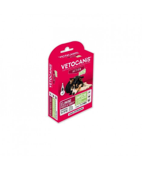 VETOCANIS Anti-puces et anti-tiques Duo Spot on - 2 pipettes - Efficacité 7 semaines - Pour moyen chien