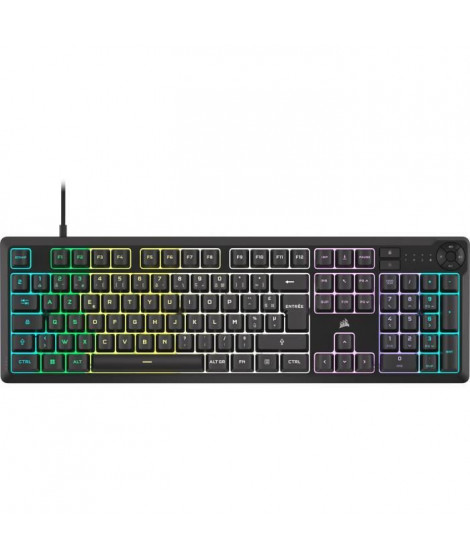 Clavier gaming filaire a membrane - CORSAIR - K55 CORE RGB - Rétroéclairage RGB 10 zones - Gris - Silencieux et réactif