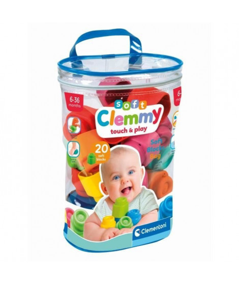 Clementoni - Clemmy Baby - Sac 20 cubes souples - Mixte - A partir de 9 mois - Cube souple assure une securite et peut passer…