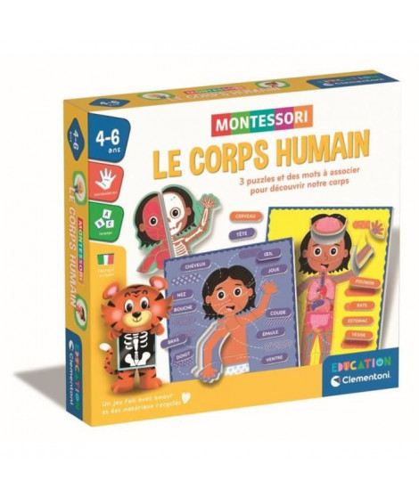 Montessori - Clementoni - Le Corps Humain - Jeu éducatif pour apprendre comment est fait le corps a l'interieur et a l'exteri…