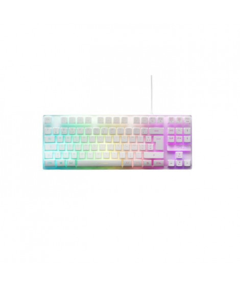 Clavier Gaming - Membrane RGB TKL - THE G-LAB -  KEYZ-CAESIUMT-W/FR - FR Layout - 12 raccourcis - 100% personnalisable - Blanc