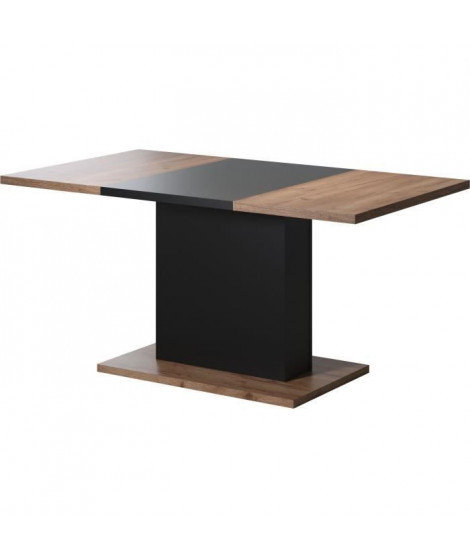 Table a manger KENDO 6 personnes - Mélamine chene ambré et noir mat - L160 x P80 x H76 cm - TRENDTEAM