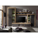 Ensemble meuble TV BOOM - TREND TEAM - 5 Portes - LED - Noyer satiné et chene brun foncé