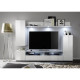 Ensemble meuble TV DOS - 3 Portes - LED - Mélamine blanc mat et brillant - L208 x P33 x H165 cm