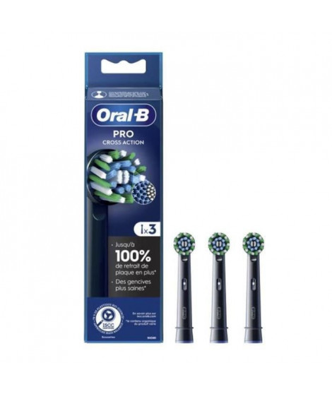 Brossettes pour brosse a dents Oral-B Pro Cross Action Noire - 3 unités