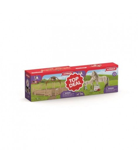 ack promo chevaux et barrieres, Coffret schleich avec 1 cheval, 1 poulain, des accessoires et barrieres, coffret pour enfants…