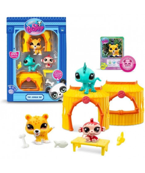 BANDAI - Littlest Pet Shop - Pack Tiki Jungle - 3 animaux et accessoires - BF00515