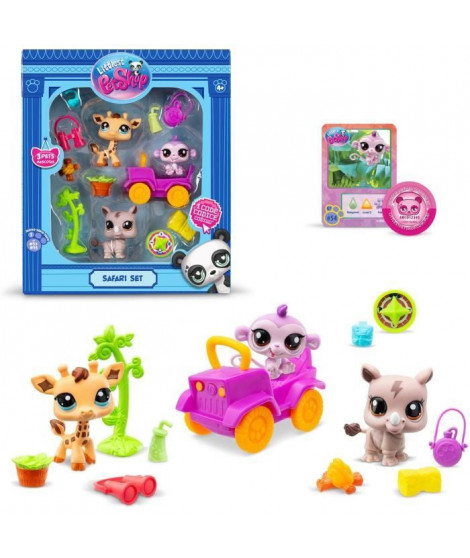 BANDAI - Littlest Pet Shop - Pack Safari - 3 animaux et accessoires - BF00524