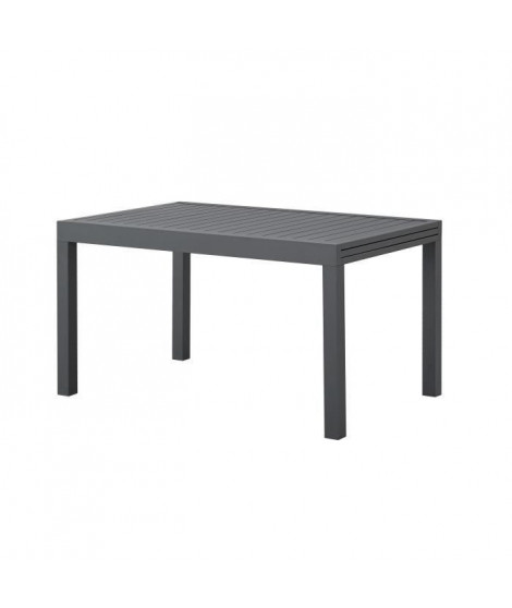 Table de jardin extensible rectangulaire 6 a 8 personnes - Structure aluminium - L 135-270 x P 90 x H 75 cm - Gris foncé