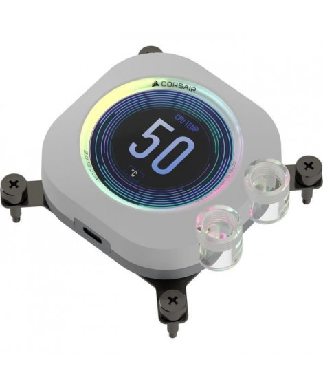 Water Cooling - CORSAIR - iCUE XC7 RGB ELITE LCD pour socket Intel 1700 et AMD AM4/AM5 - Blanc