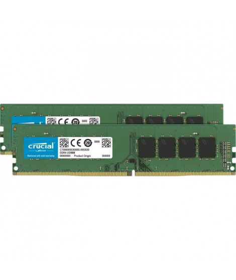 CRUCIAL - Mémoire PC DDR4 - 32Go (2x16Go) - 2666 MHz - CAS 19 (CT2K16G4DFD8266)