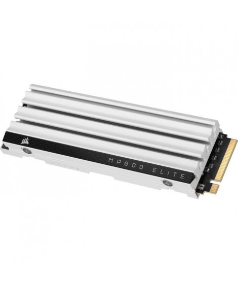 Disque SSD interne - CORSAIR - MP600 ELITE 1TB Gen4 PCIe x4 NVMe M.2 SSD optimisé pour PS5 avec dissipateur LP - Blanc