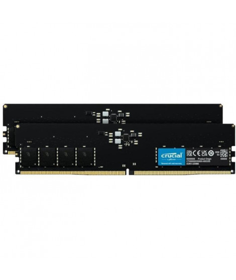 Mémoire RAM - CRUCIAL - Kit DDR5-4800 UDIMM - 64 Go : 2x32 Go (CT2K32G48C40U5)