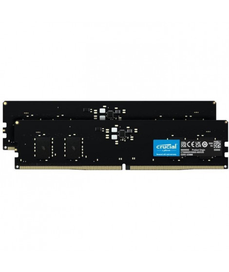 Mémoire RAM - CRUCIAL - Kit DDR5-4800 UDIMM - 16 Go : 2x8 Go (CT2K8G48C40U5)