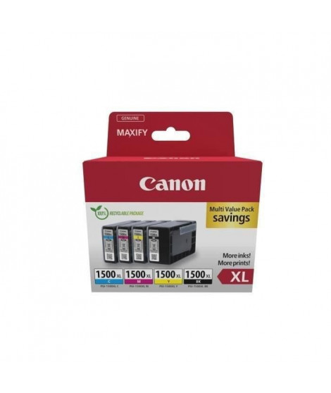 Multipack cartouches d'encre - CANON - PGI-1500XL Noir/Cyan/Magenta/Jaune - Haut rendement