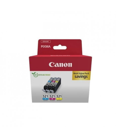 Multipack cartouches d'encre - CANON - CLI-521 Cyan/Magenta/Jaune