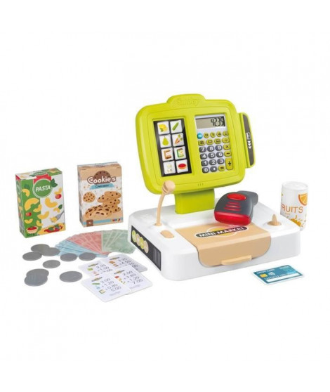 Smoby - Caisse enregistreuse - 30 accessoires inclus - Calculatrice et Scanner avec son et lumiere - Dés 3ans