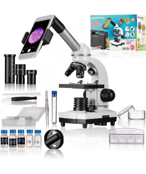 Microscope Biolux SEL avec systeme de zoom - BRESSER JUNIOR - grossissement 40x-1600x - support smartphone - coffret rigide b…