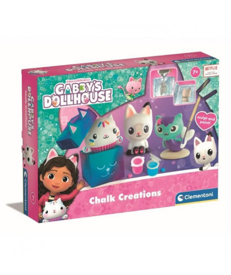 Clementoni - Créations en plâtre Gabby et la Maison Magique - Coffret multi-activités (sculpture, peintures...) - Des 7 ans