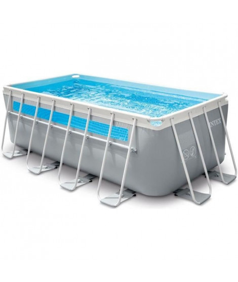 Kit piscine tubulaire rectangulaire CLEARVIEW - Structure métal - Epurateur+Echelle de sécurité+Bâche+Tapis - L4 x P2 x H1,22m