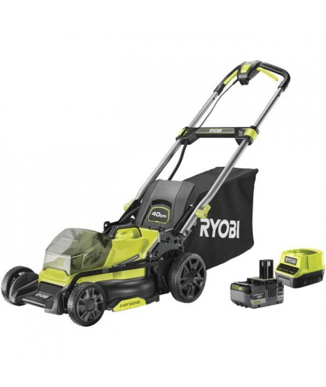 Tondeuse poussée 18V - RYOBI - Ø coupe 40 cm - Ramassage et mulching - 1 batterie 18V 5 Ah + 1 chargeur