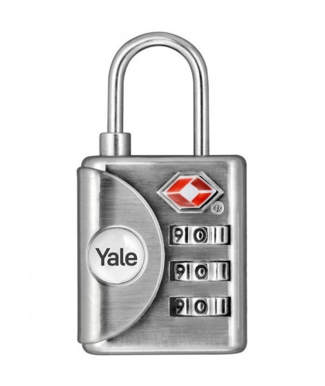 Cadenas a Code - YALE - YTP1/32/119/1 - Gris - Combinaison Programmable 3 chiffres homologué TSA 32 mm - Pour Valise de voyage