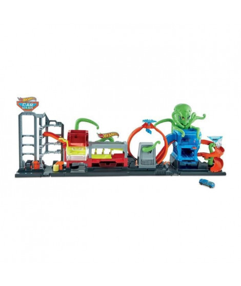 Hot Wheels City Station de Lavage Ultime Pieuvre 1,20 m de Long, avec Voiture Qui Change de Couleur dans l'Eau, HBY96