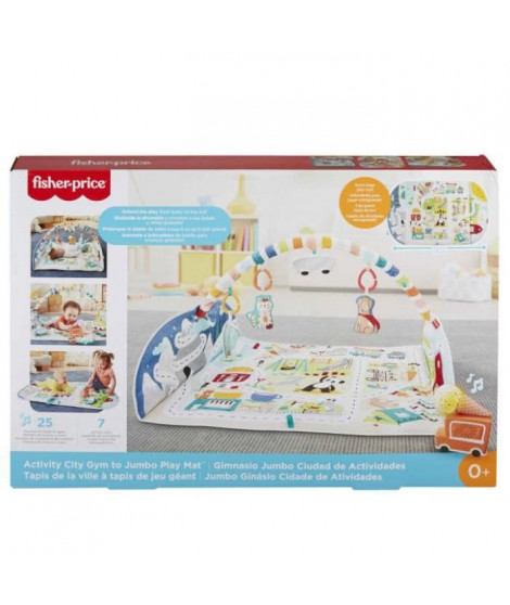 Fisher-Price Tapis d'éveil Évolutif Extra-large, Musique, Lumieres et Jouets Amovibles, des la Naissance, GRV42