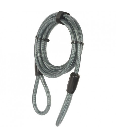 Câble Antivol - YALE - YC1/10/220/1 - Longueur 2,2m en Spirale a 2 Boucles en acier tressé pour Vélo et VTT - Noir et Gris