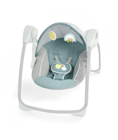 Ity by INGENUITY Sun Valley Canopy Portable Swing - Auvent, 2 jouets, siege inclinable 2 positions - Unisexe - 0-9 mois - Gris