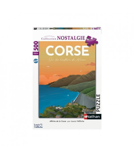 Nathan-Puzzle 500 pieces-Affiche de la Corse/Louis l'Affiche-Des 10 ans-Puzzle de qualité supérieure-Collection Nostalgie-87826