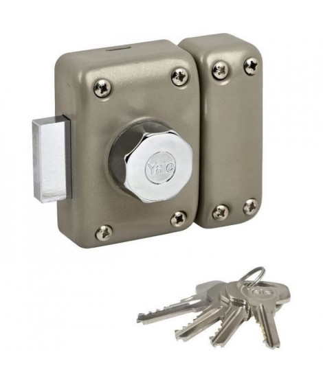 Verrou de porte Bouton/Cylindre - YALE - YV25BT-45 - Protection anti arrachement - 4 clés - Beige