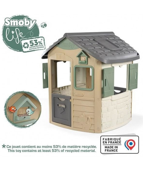 Smoby Life - Maison Jura Lodge - Cabane enfant personnalisable avec accessoires Smoby - Plastique recyclé - Fabriquée en France