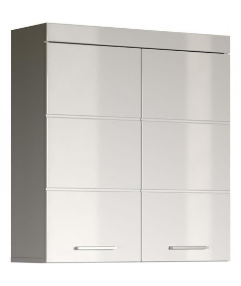 Meuble haut de salle de bain AMANDA - 2 portes - L73 x P23 x H77 cm - Blanc - TRENDTEAM